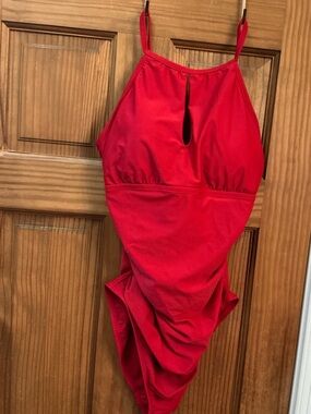 Ellen Tracy Bright Red One-Piece Swimwear